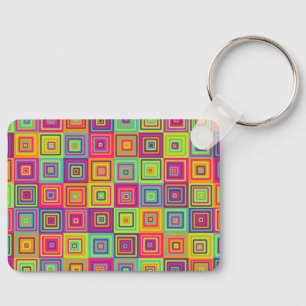 Colourful Geometric Squares Key Ring