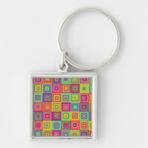 Colourful Geometric Squares Key Ring
