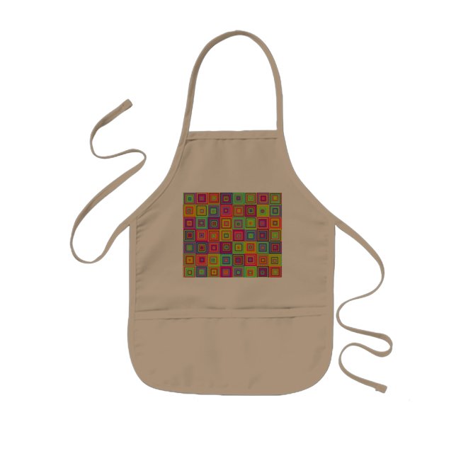 Colourful Geometric Squares Kids Apron (Front)