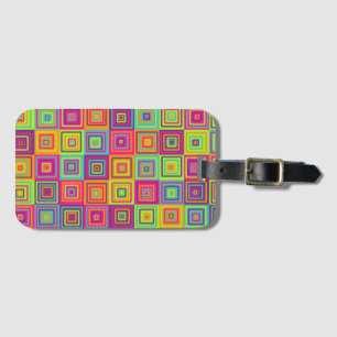 Colourful Geometric Squares Luggage Tag