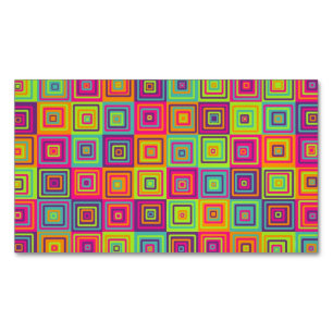 Colourful Geometric Squares Magnetic Business Card