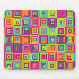 Colourful Geometric Squares Mouse Mat