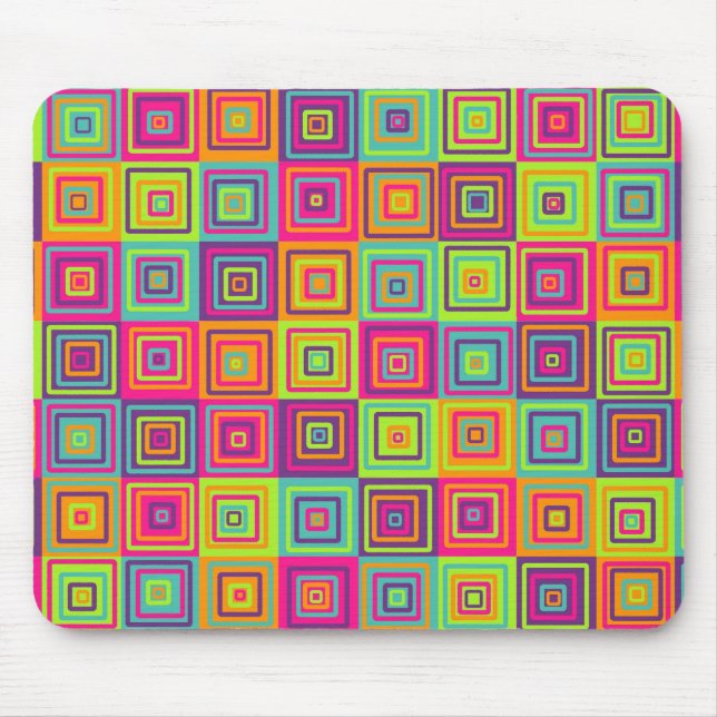 Colourful Geometric Squares Mouse Mat (Front)