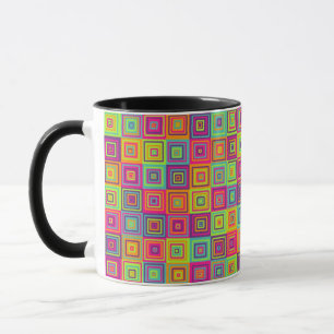 Colourful Geometric Squares Mug