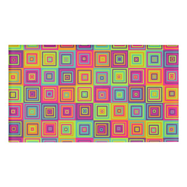 Colourful Geometric Squares Name Tag (Front)