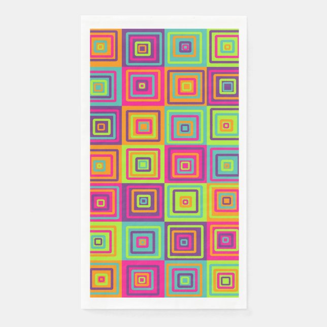 Colourful Geometric Squares Napkin (Front)