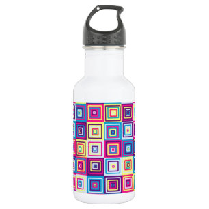 Colourful Geometric Squares Pattern 532 Ml Water Bottle