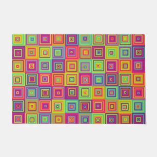 Colourful Geometric Squares Pattern Doormat