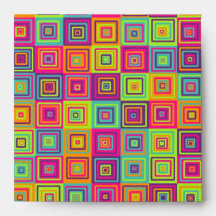 Colourful Geometric Squares Pattern Envelope