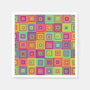 Colourful Geometric Squares Pattern Napkin