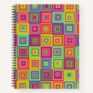 Colourful Geometric Squares Pattern Notebook