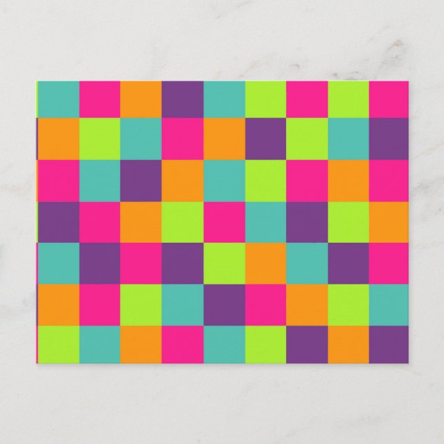 Colourful Geometric Squares Pattern Postcard (Front)