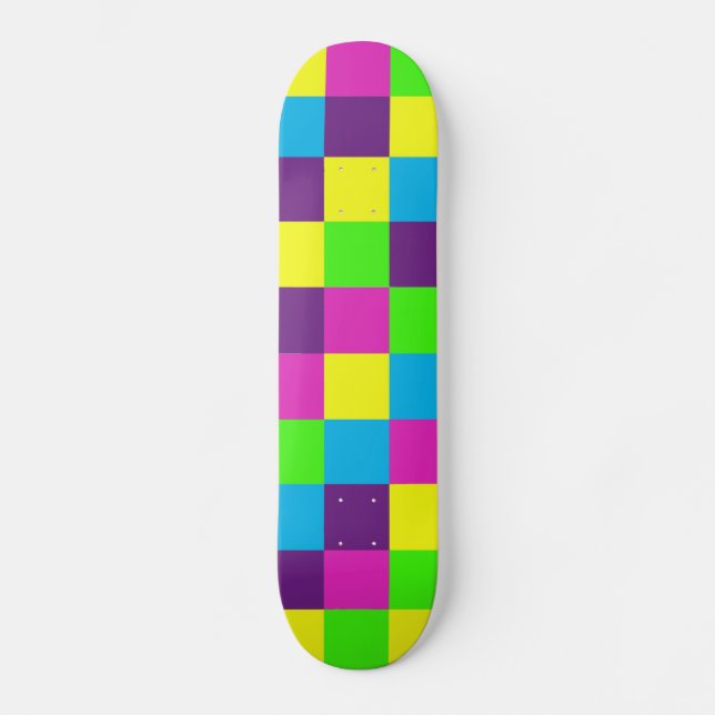 Colourful Geometric Squares Pattern Skateboard (Front)