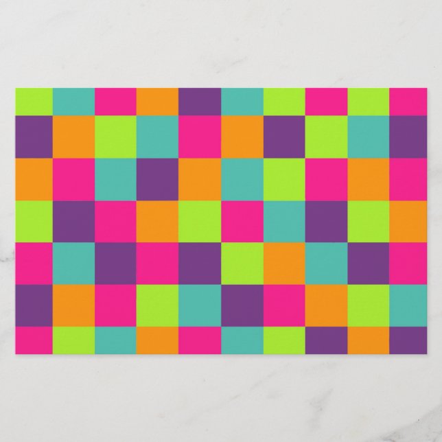 Colourful Geometric Squares Pattern Stationery (Front)