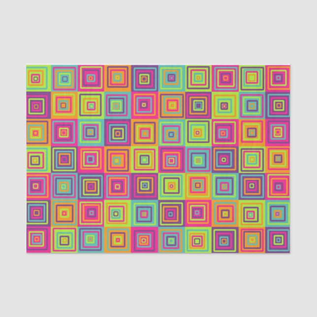 Colourful Geometric Squares Pattern Tissue Paper (Front)