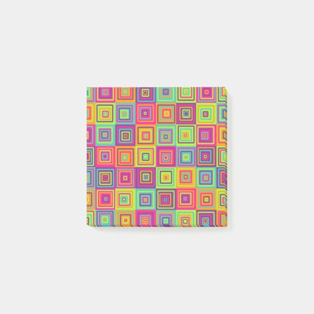 Colourful Geometric Squares Post-it Notes (Front)