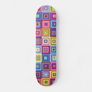 Colourful Geometric Squares Skateboard