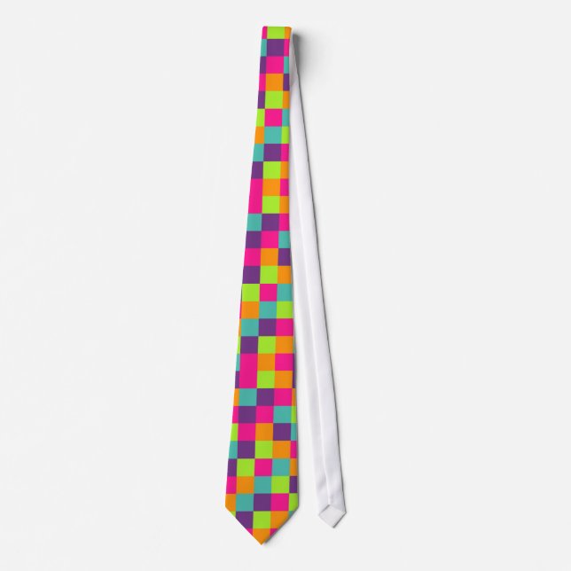 Colourful Geometric Squares Tie (Front)