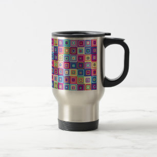 Colourful Geometric Squares Travel Mug