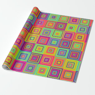 Colourful Geometric Squares Wrapping Paper