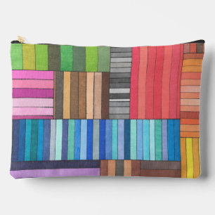 Colourful Geometric Striped Pattern in Rainbow Accessory Pouch