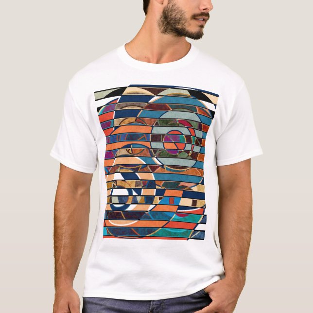 Colourful Geometric Stripes, Abstract T-Shirt (Front)