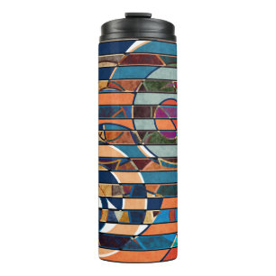 Colourful Geometric Stripes, Abstract Thermal Tumbler