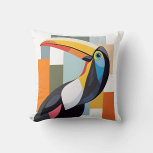 Colourful Geometric Toucan Bird Cushion