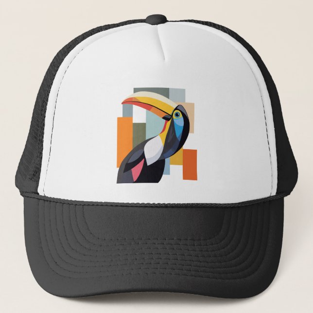 Colourful Geometric Toucan Bird  Trucker Hat (Front)