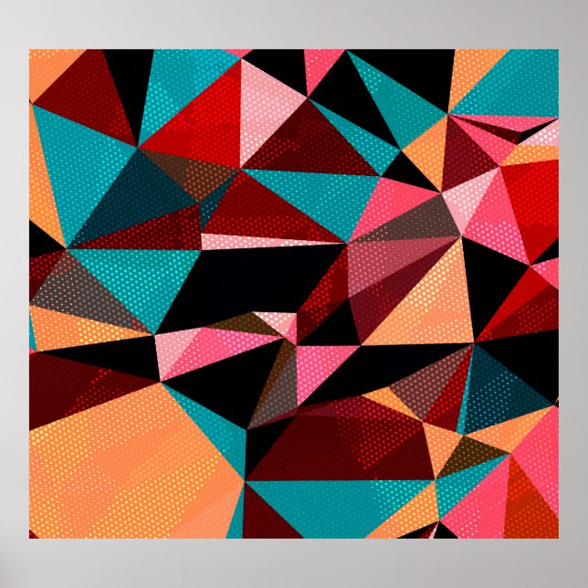 Colourful Geometric Triangle Abstract Poster (Front)