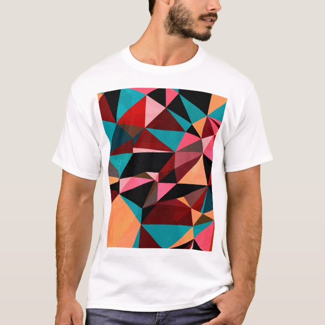 Colourful Geometric Triangle Abstract T-Shirt (Front)