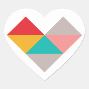 Colourful Geometric Triangle Heart Wedding Sticker
