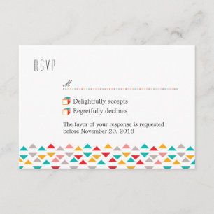 Colourful Geometric Triangle Hearts RSVP Card