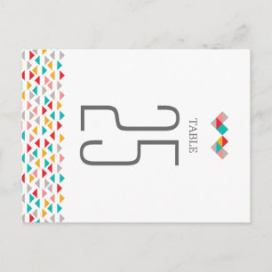 Colourful Geometric Triangle Hearts Wedding Postcard