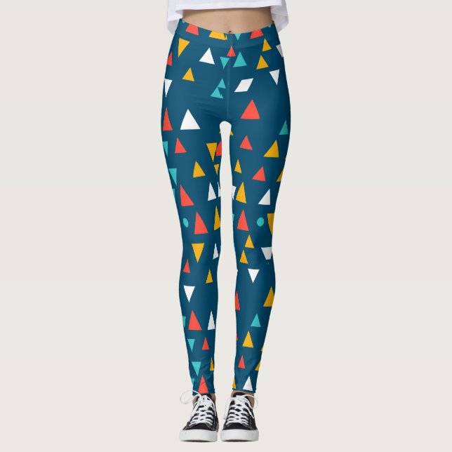 Colourful Geometric Triangle Pattern Leggings (Front)