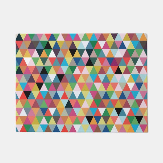 Colourful Geometric Triangle Patterned Door Mat (Front)