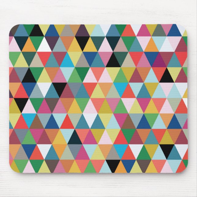 Colourful Geometric Triangle Patterned Mousepad (Front)