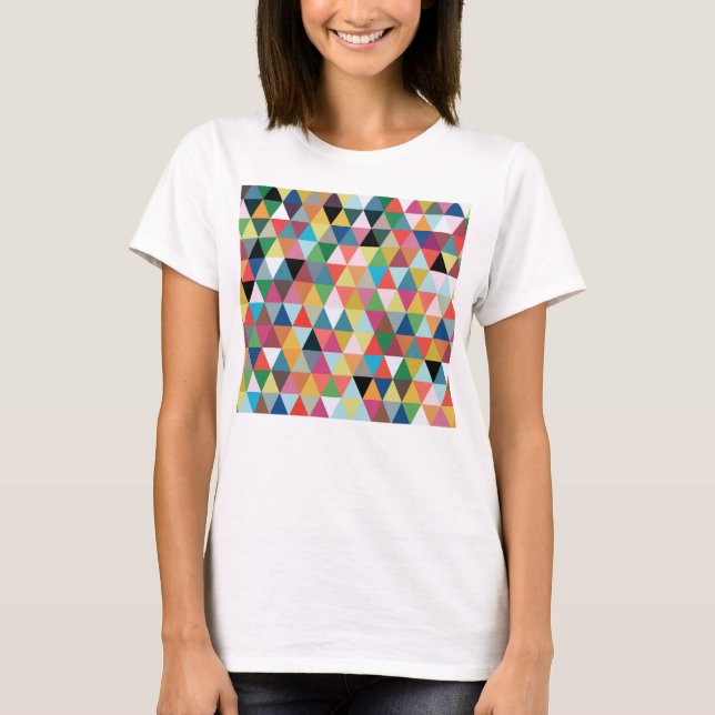 Colourful Geometric Triangle Patterned T-Shirt (Front)