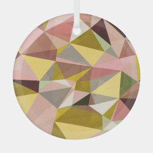 Colourful Geometric Triangles Abstract Texture. Glass Tree Decoration