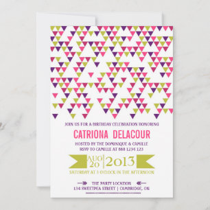 Colourful Geometric Triangles Birthday Invitation
