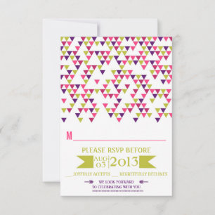 Colourful Geometric Triangles Mod Wedding RSVP Car Card