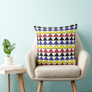 Colourful Geometric Triangles Pattern Cushion