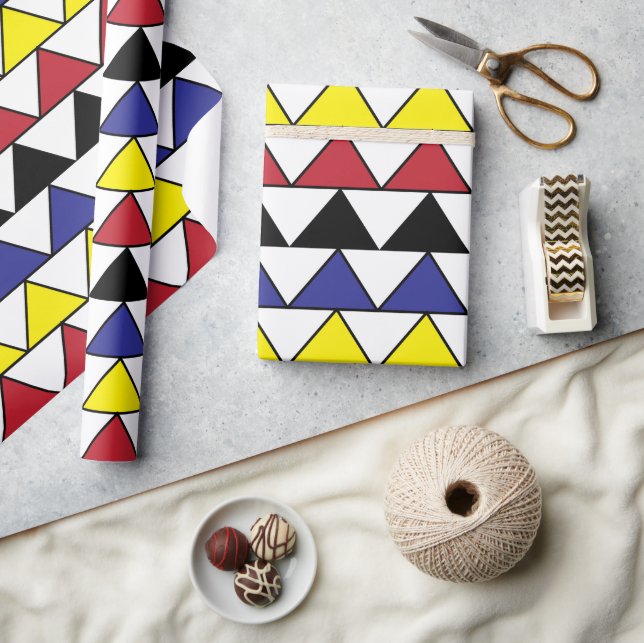 Colourful Geometric Triangles Pattern  Wrapping Paper (Crafts)