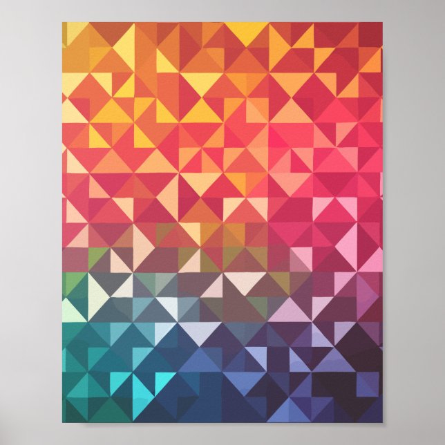 Colourful Geometric Triangles Poster (Front)