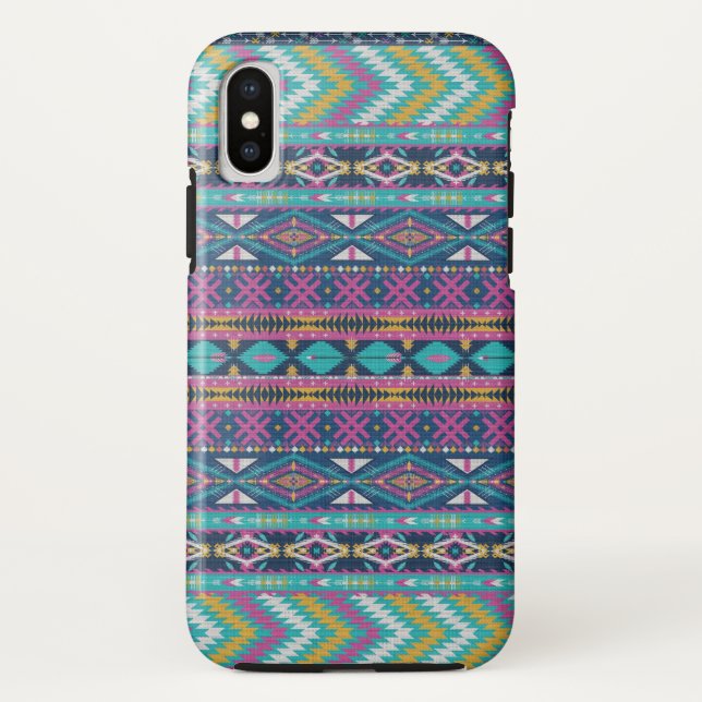 Colourful Geometric Tribal Pattern Case-Mate iPhone Case (Back)
