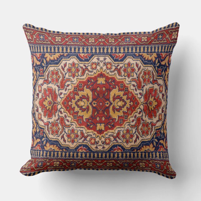 Colourful Geometric Tribal Rug Design Cushion (Front)