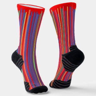 Colourful Geometric Vertical Striped Lined Socks
