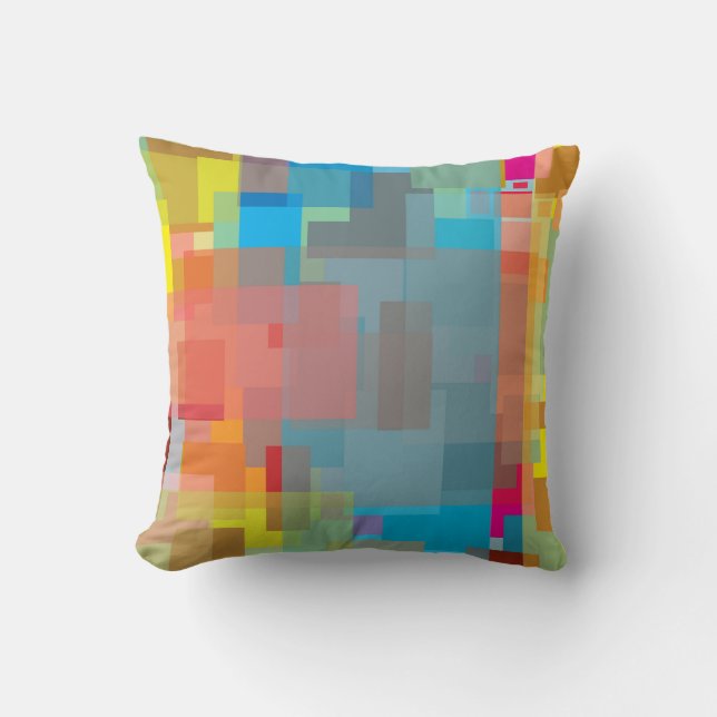 Colourful Geometric Water Colour Background Cushion (Front)