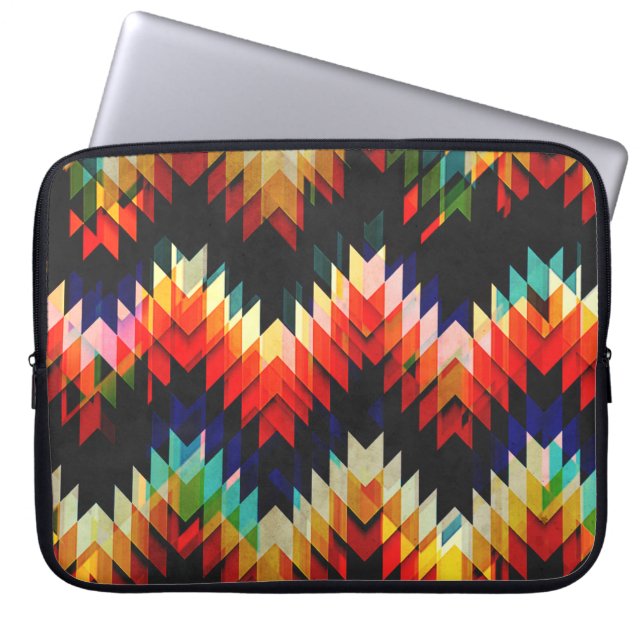 Colourful Geometric Weave Laptop Sleeve (Front)
