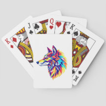 Colourful Geometric Wolf Classic Playing Cards